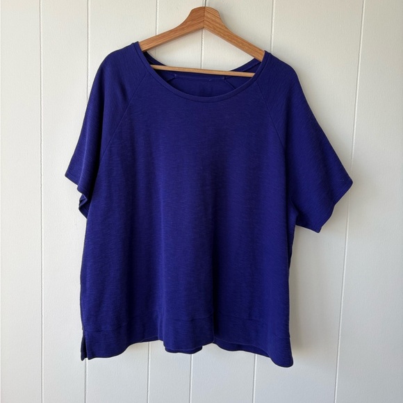 Eileen Fisher Organic Cotton Slubby Rib Knit Elbow-Sleeve Top | Size XL - Picture 3 of 6